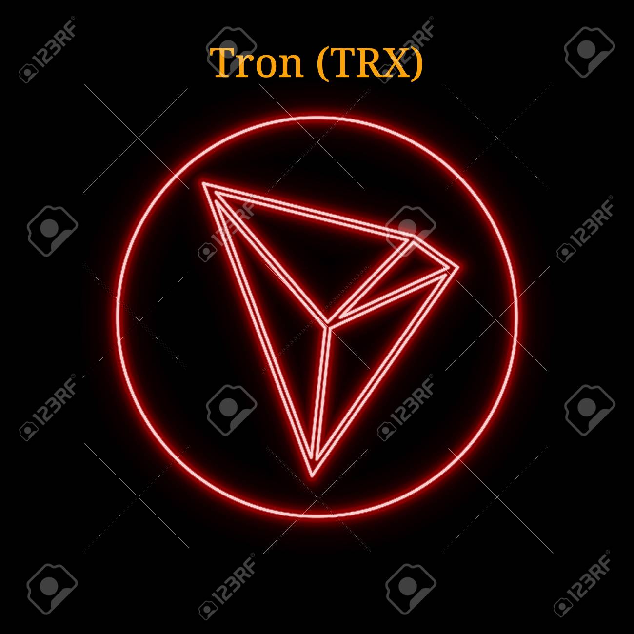 Red Neon Tron Trx Cryptocurrency Symbol Vector Illustration Eps10 Isolated On Black Background Royalty Free Cliparts Vectors And Stock Illustration Image