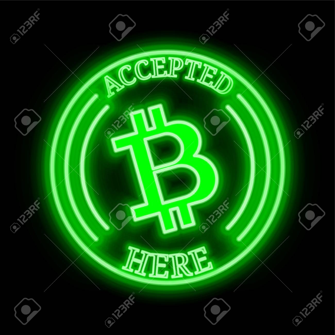 Symbole De Crypto-monnaie Néon Vert Bitcoin Cash (BCH) Dans Un Cadre Rond  Avec Le Texte 