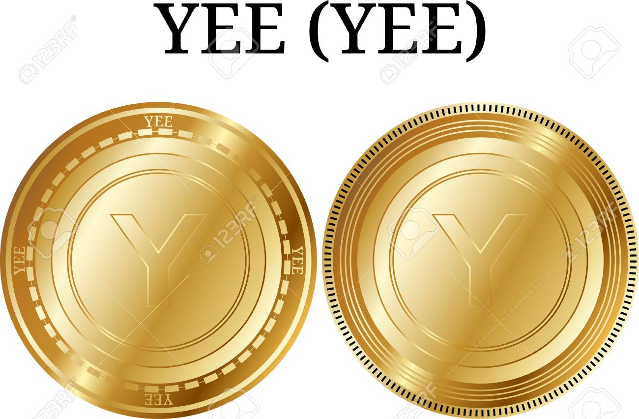 실제 금화 Yee(yee), 디지털 암호 화폐 세트. 예이(yee) 아이콘이 설정되었습니다. 벡터 일러스트 레이 션 흰색 배경에 고립.  로열티 무료 사진, 그림, 이미지 그리고 스톡포토그래피. Image 103596975