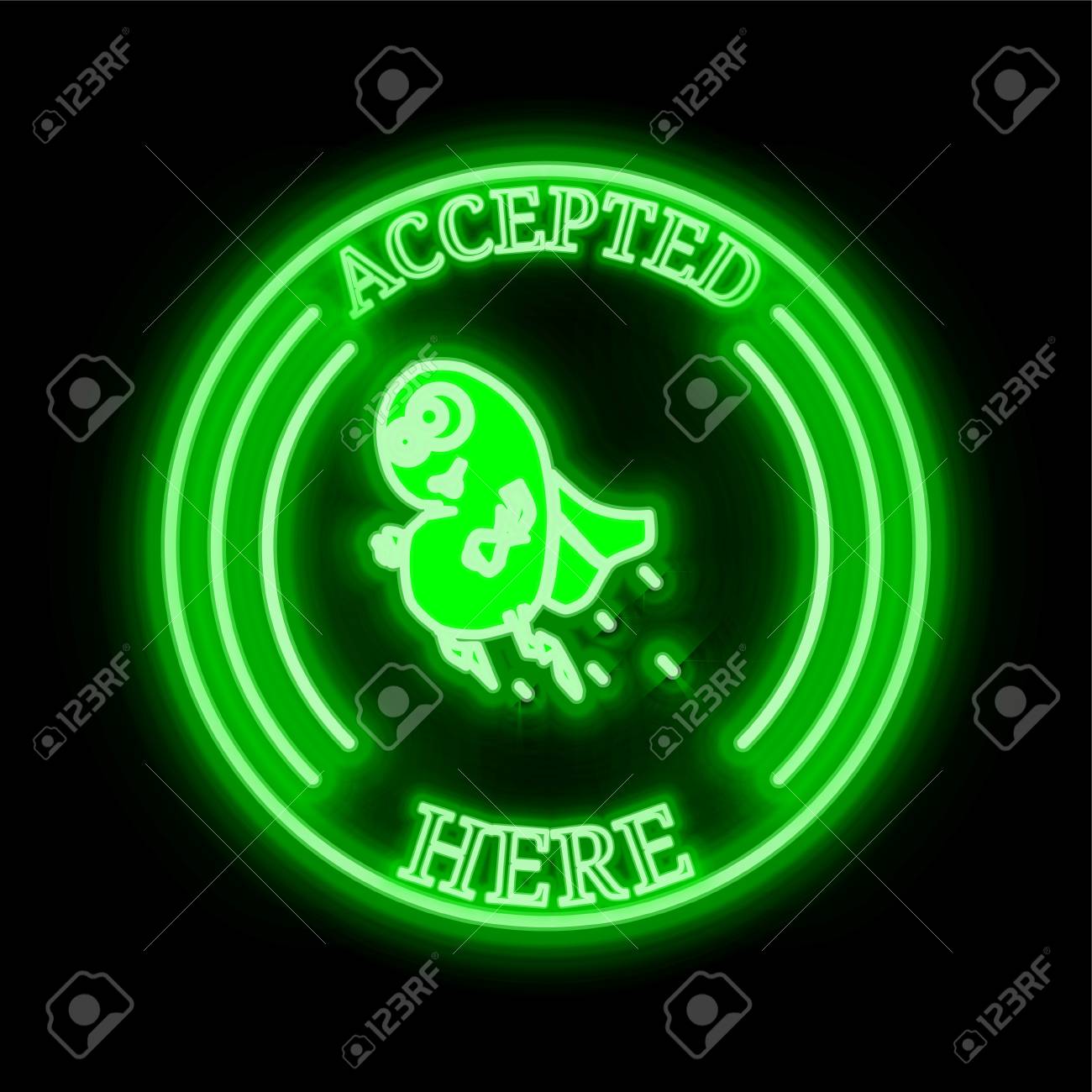 Bean Cash (BITB) Green Neon Cryptocurrency Symbol In Round Frame With Text  
