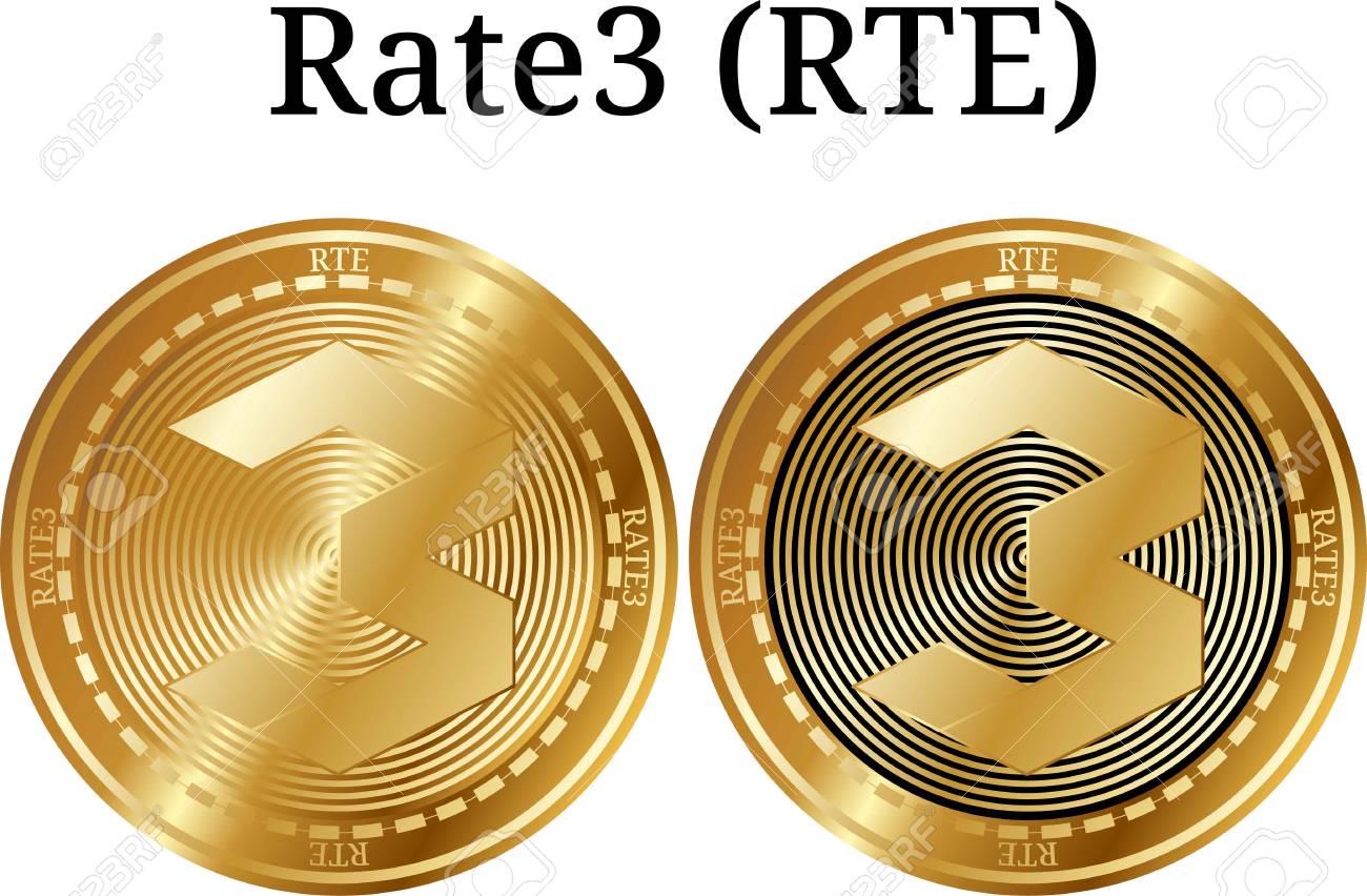 실물 금화 RTE(Rate3), 디지털 암호화폐 세트. 아이콘 세트입니다. 벡터 일러스트 레이 션 흰색 배경에 고립입니다. 로열티 무료  사진, 그림, 이미지 그리고 스톡포토그래피. Image 105679244