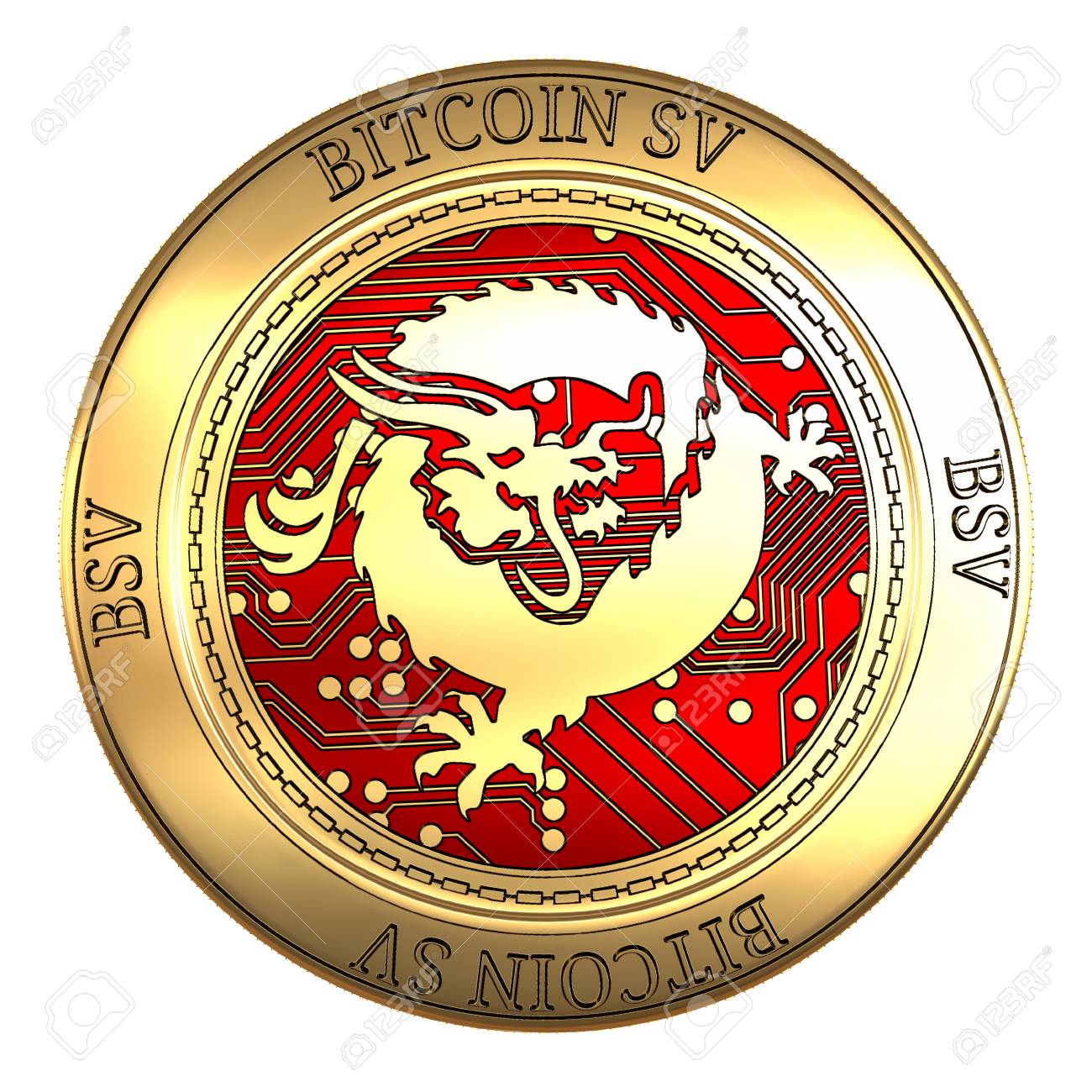 Bitcoin SV Cryptocurrency Golden Physical Coin Stock Photo, Picture and  Royalty Free Image. Image 113405087.