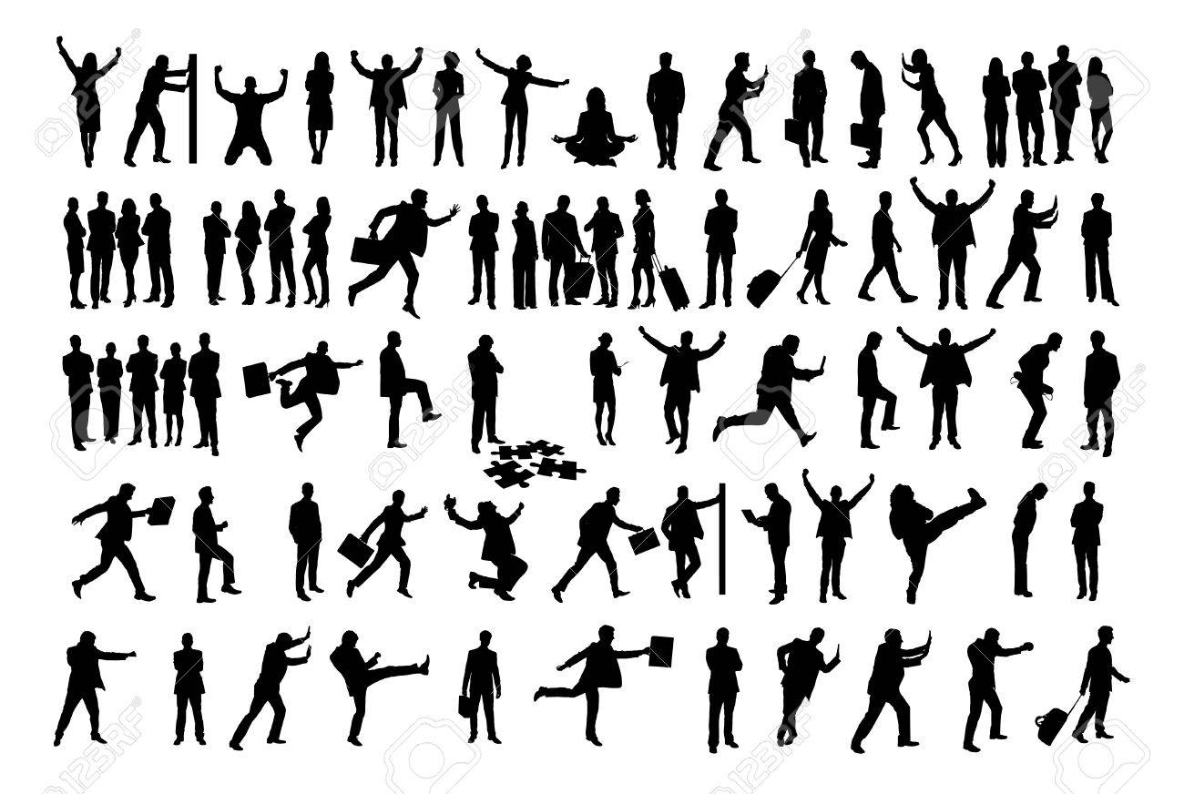 collage of silhouette business