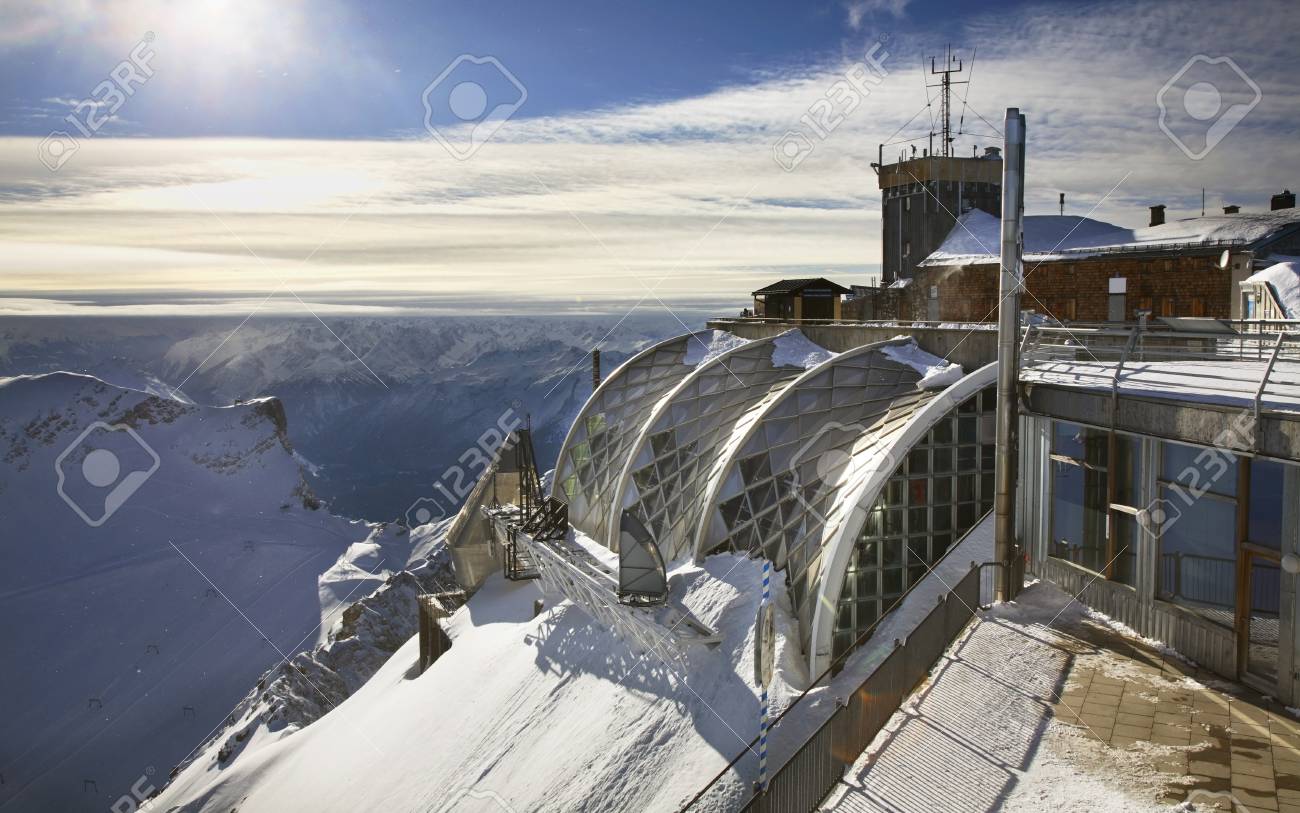 Munchner Haus On Zugspitze Mountain Bavaria Germany Stock Photo