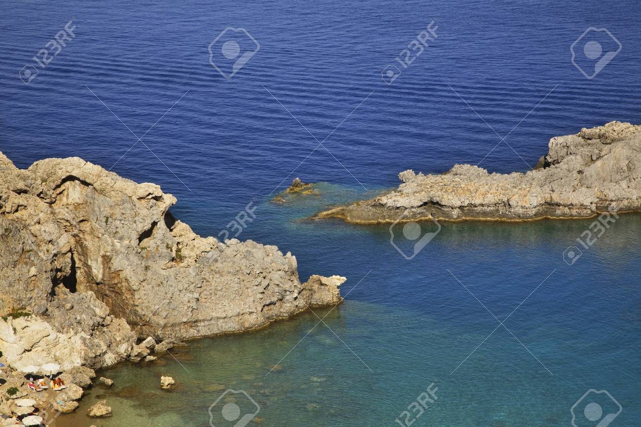 リンドス サンのポール湾ロードス島 ギリシャ の写真素材 画像素材 Image