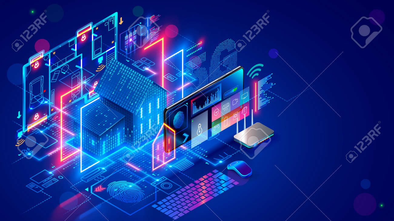 Smart home system develop. Internet of things. Engineering design digital infrastructure of house, configuration scripting of work smart devices. Phone app control IOT through 5g internet connection. - 166062833 Smart home system develop. Internet of things. Engineering design digital infrastructure of house, configuration scripting of work smart devices. Phone app control IOT through 5g internet connection. - 166062833