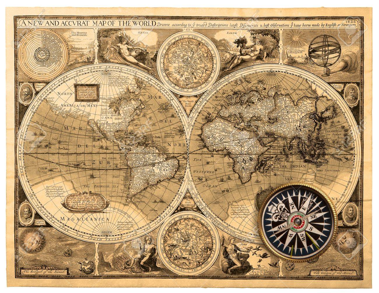 old map 1626 a new and accvrat map of the world stock photo