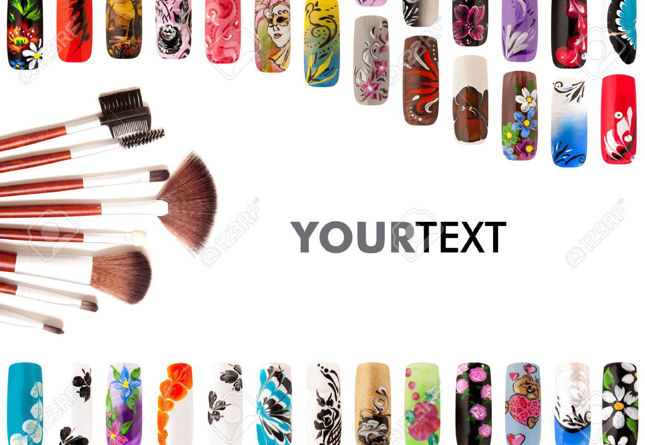 Nail art handmade. Colorful nails isolated - 38450943 Nail art handmade. Colorful nails isolated - 38450943