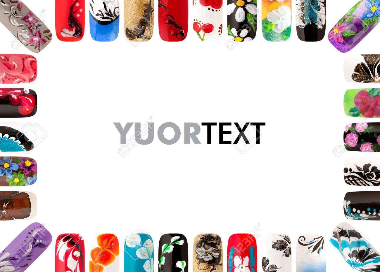 Nail art handmade. Colorful nails isolated - 39504481 Nail art handmade. Colorful nails isolated - 39504481