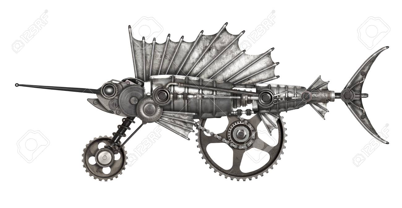 オオサンショウウオ シャドーボックス スチームパンク風 機械絵 歯車