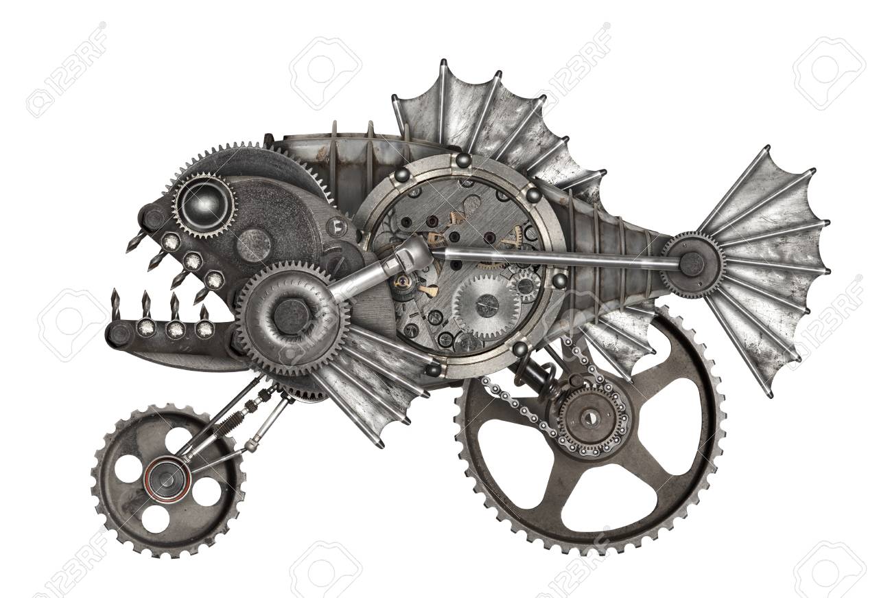 Steampunk style piranha. Mechanical animal photo compilation - 83664065 Steampunk style piranha. Mechanical animal photo compilation - 83664065