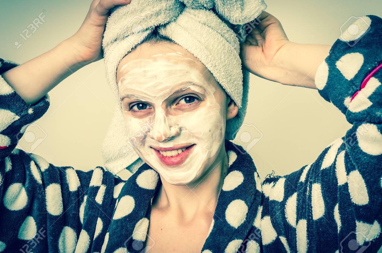Download Attractive Woman Applying Natural Facial Mask From Sour Cream Stock Photo Picture And Royalty Free Image Image 81632824 PSD Mockup Templates