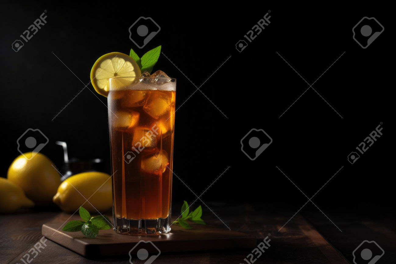 강한 음료를 곁들인 쿠바 리브레 또는 롱 아일랜드 아이스티 칵테일. 생성 인공 지능 로열티 무료 사진, 그림, 이미지 그리고  스톡포토그래피. Image 204294315
