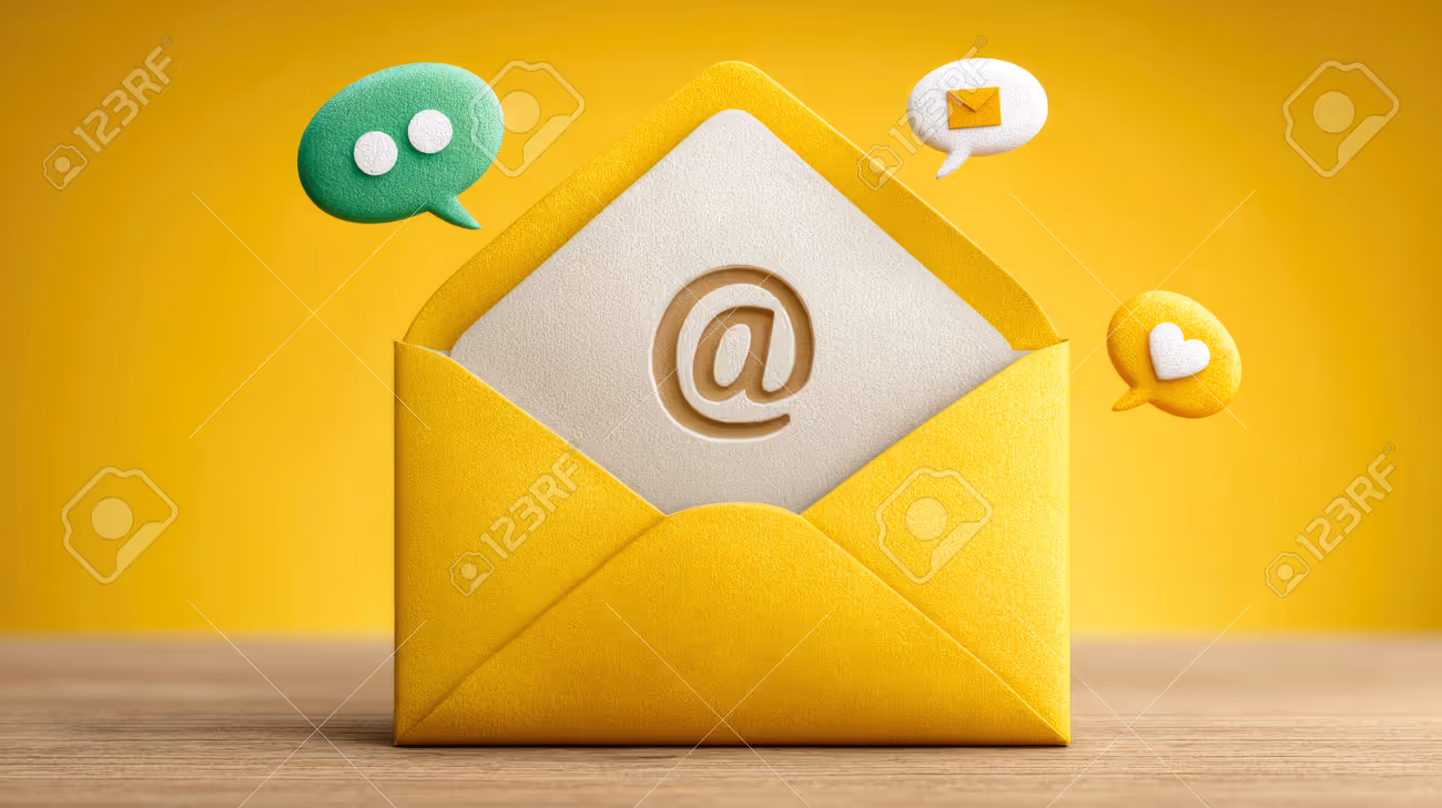 Yellow Envelope with Social Media Icons - 250186316 Yellow Envelope with Social Media Icons - 250186316