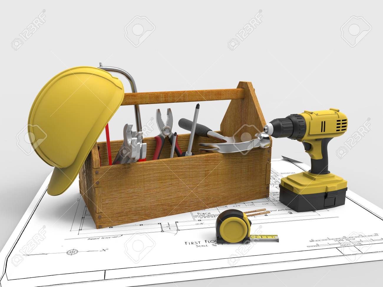 tool box with drill