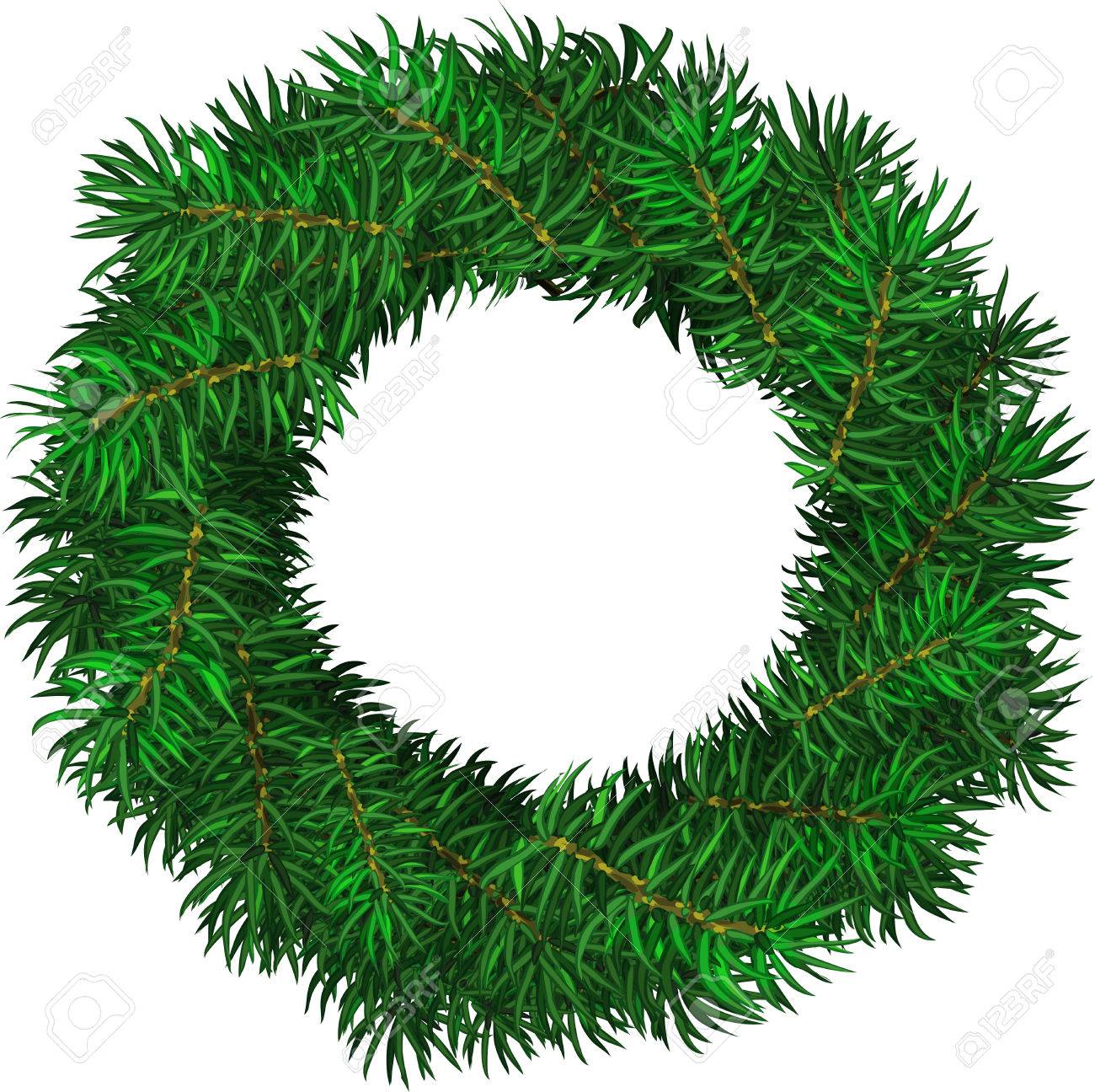 simple evergreen holiday wreath in circular shape vector isolated