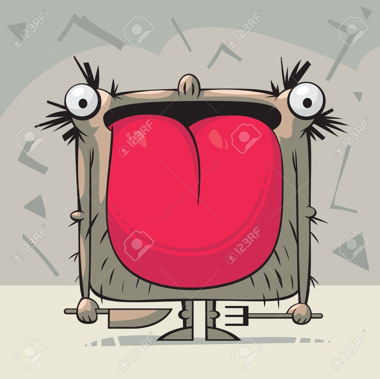 空腹の面白い生き物を食べる準備ができて のイラスト素材 ベクタ Image 空腹の面白い生き物を食べる準備ができて のイラスト素材 ベクタ Image