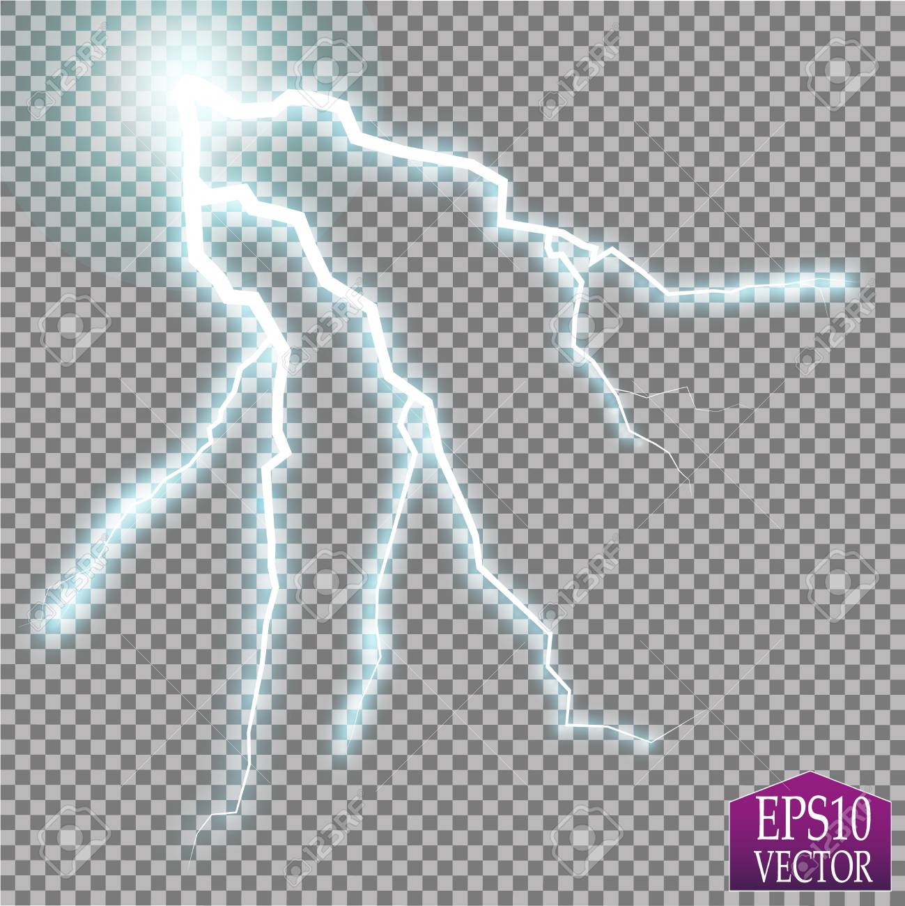 透明な背景に隔離された稲妻を持つ嵐 のイラスト素材 ベクタ Image