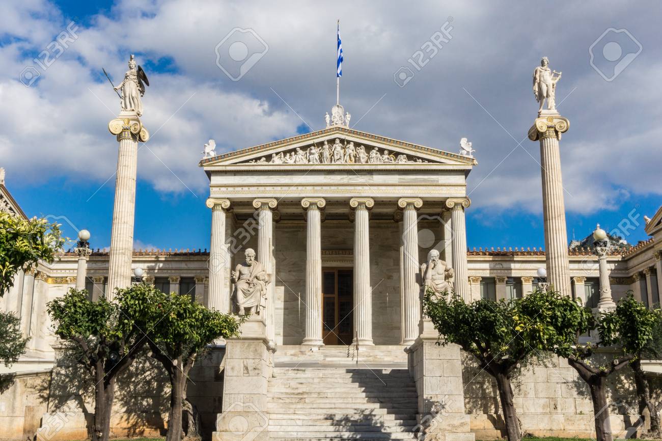 Die Akademie Von Athen In Griechenland Die Akademie Ist Das Prachtigste Aller Neoklassizistischen Gebaude Die Im 19 Jahrhundert In Athen Errichtet Wurden Sein Design Wurde Vom Alten Erechtheion Auf Der Akropolis Inspiriert
