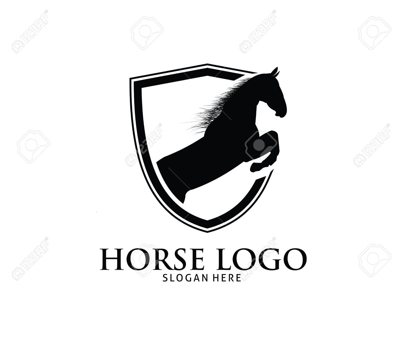 black shield horse vector logo design template royalty free cliparts template horse