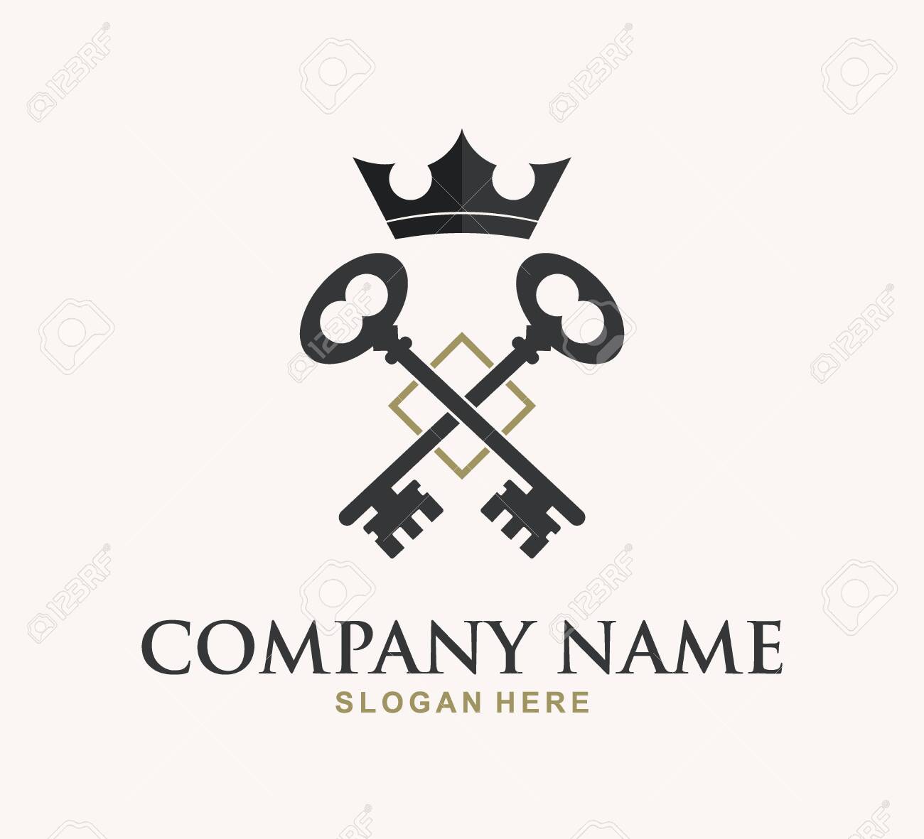 king crown key property home real estate vector logo design template king template