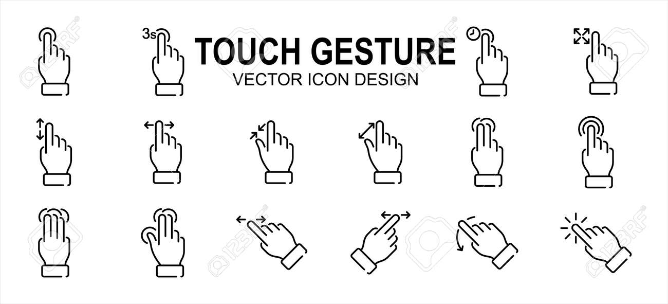Simple Set of finger touch gesture Related Vector icon user interface graphic design. Contains such Icons as touch, gesture, navigation, touchscreen, finger tip, pinch, control, press, slide, tap, - 168493213 Simple Set of finger touch gesture Related Vector icon user interface graphic design. Contains such Icons as touch, gesture, navigation, touchscreen, finger tip, pinch, control, press, slide, tap, - 168493213