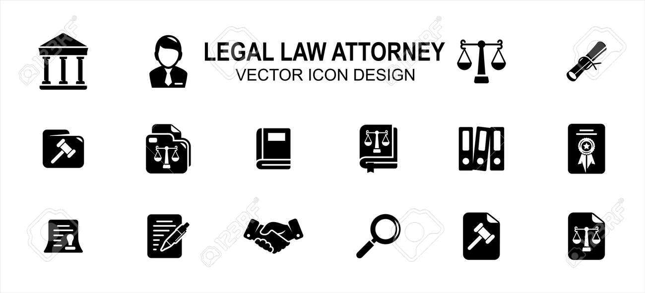 Simple Set of legal law attorney Related Vector icon user interface graphic design. Contains such Icons as court, judge, justice scale, scroll, constitution, hammer, handshake, book, writing, - 168493341 Simple Set of legal law attorney Related Vector icon user interface graphic design. Contains such Icons as court, judge, justice scale, scroll, constitution, hammer, handshake, book, writing, - 168493341