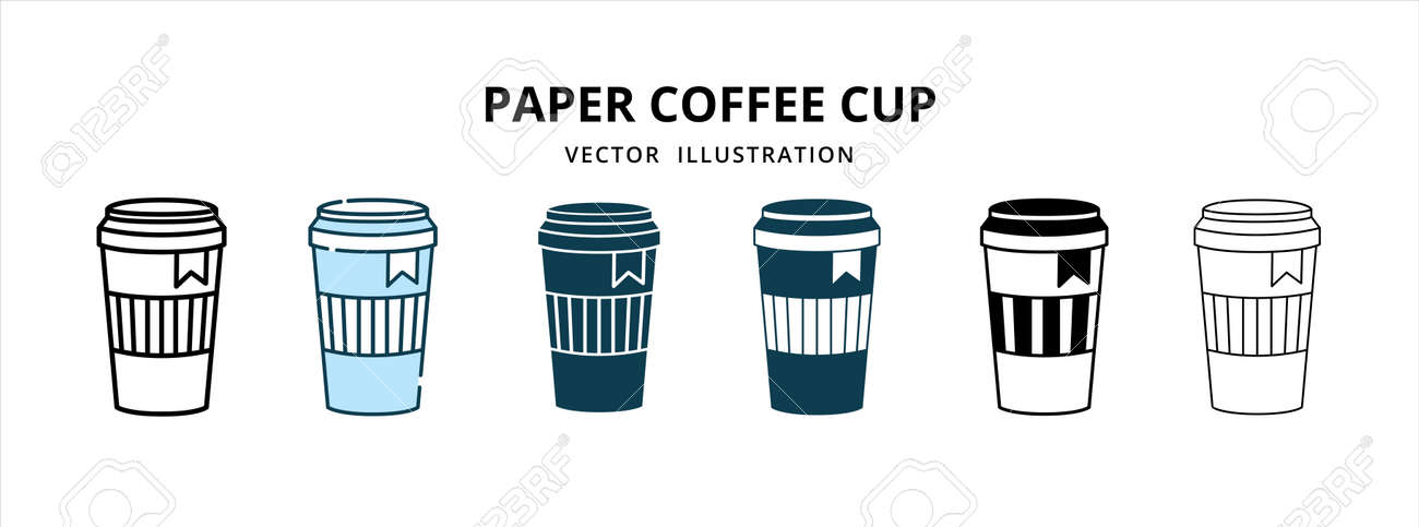 various paper disposable coffee cup with lid vector logo illustration design template set - 168493384 various paper disposable coffee cup with lid vector logo illustration design template set - 168493384