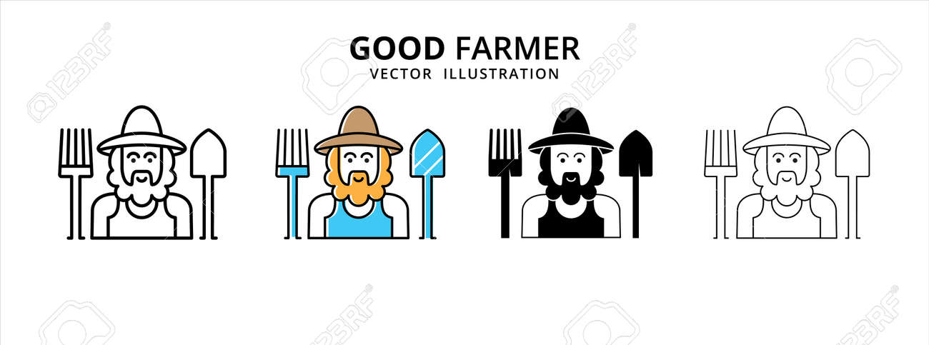 friendly smile bearded good farmer vector logo illustration design template set - 168493385 friendly smile bearded good farmer vector logo illustration design template set - 168493385
