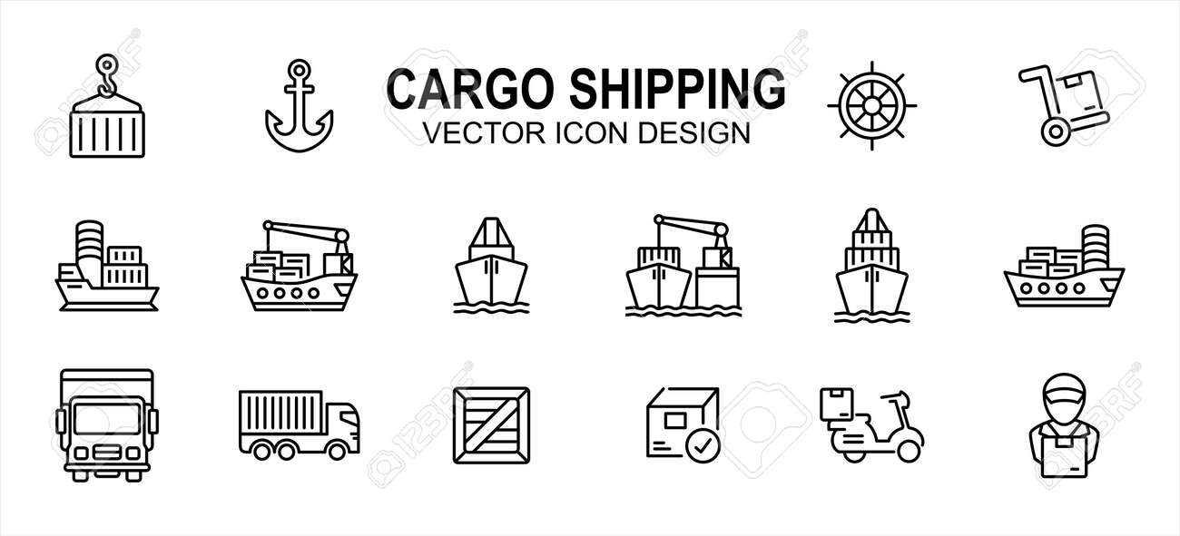 cargo shipping delivery expedition related vector icon user interface graphic design. Contains such icons as ship, vessel, anchor, ship steering wheel, cargo ship, truck, pallet box, harbor loading - 169744560 cargo shipping delivery expedition related vector icon user interface graphic design. Contains such icons as ship, vessel, anchor, ship steering wheel, cargo ship, truck, pallet box, harbor loading - 169744560
