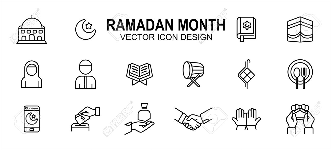 Islam Ramadan month theme related vector icon user interface graphic design. Contains such icons as mosque, moon, star, holy quran, mecca, ka'bah, fasting, drum, giving, pray, prayer, handshake - 169744597 Islam Ramadan month theme related vector icon user interface graphic design. Contains such icons as mosque, moon, star, holy quran, mecca, ka'bah, fasting, drum, giving, pray, prayer, handshake - 169744597