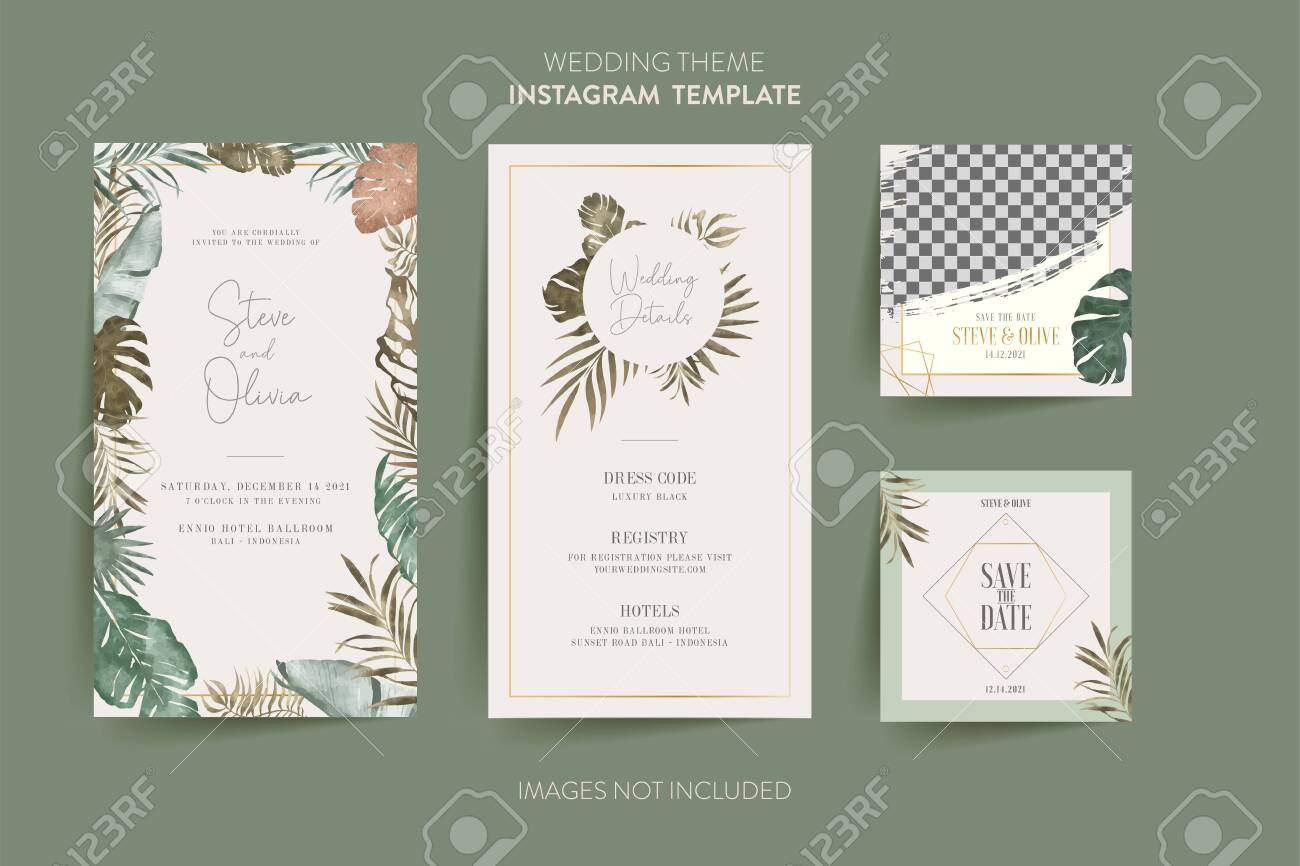 Social Media template for wedding invitation card with tropical.. Social Media template for wedding invitation card with tropical..