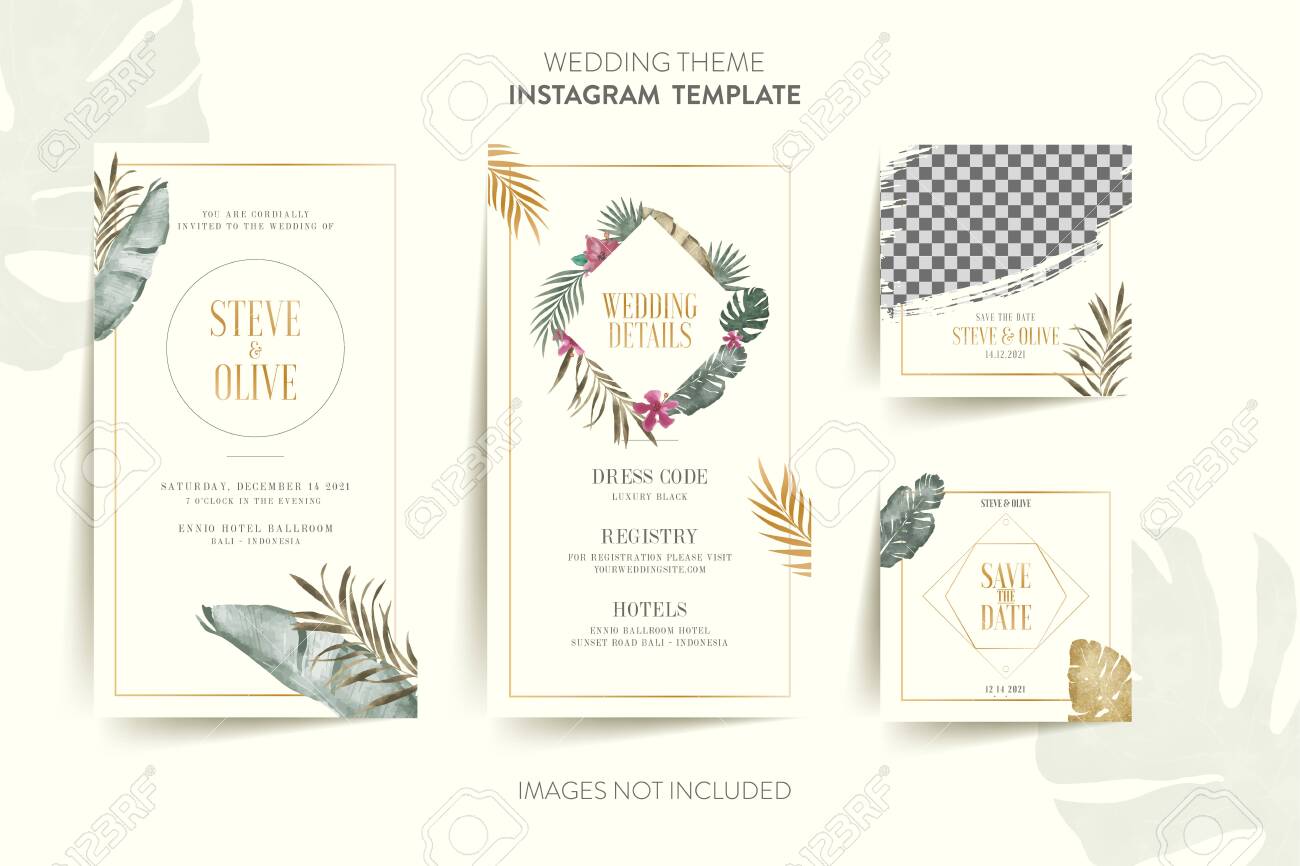 Social Media template for wedding invitation card with tropical.. Social Media template for wedding invitation card with tropical..