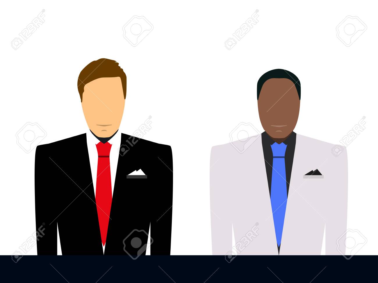 ビジネスマンはスーツし ネクタイのシルエット Depersonalized スーツを着た男 男は白い背景に シルエットします のイラスト素材 ベクタ Image