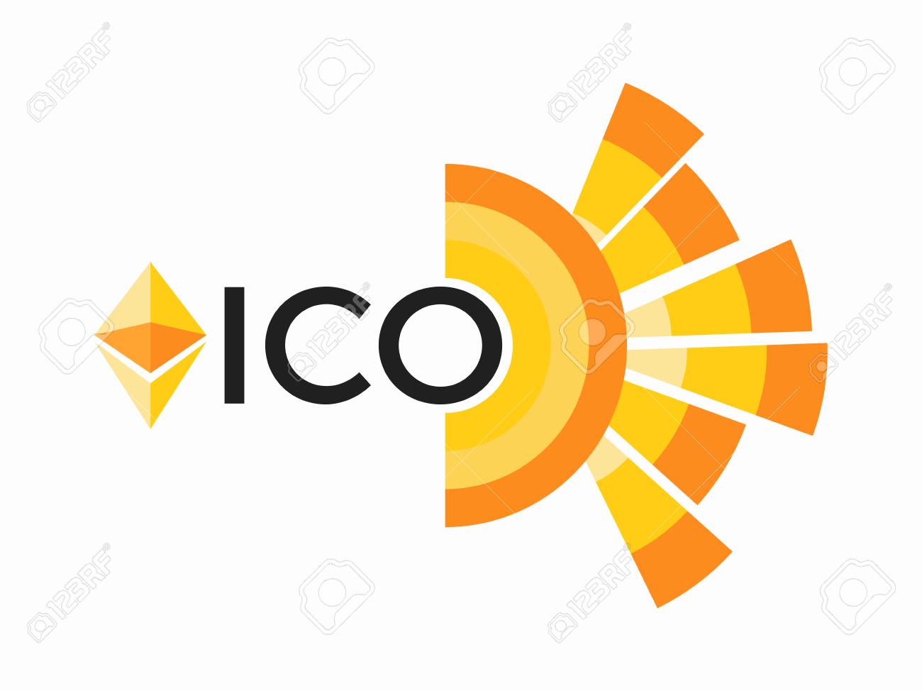 Initial Coin Offering, Abbreviated: ICO. Attraction Of Investment, Logo.  Crypto Currency. Vector Illustration Royalty Free SVG, Cliparts, Vectors,  and Stock Illustration. Image 101246444.