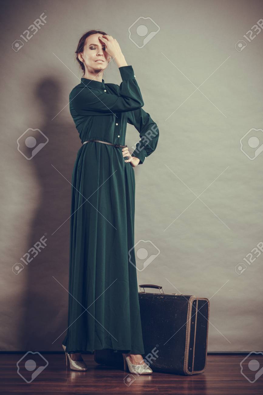 abito lungo verde scuro