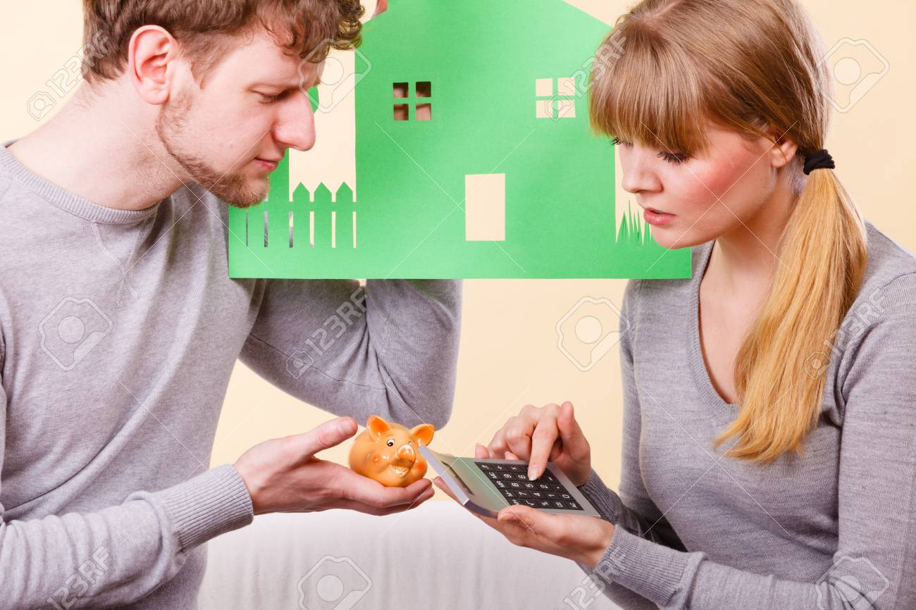 finances management home family savings concept worried couple home finances management