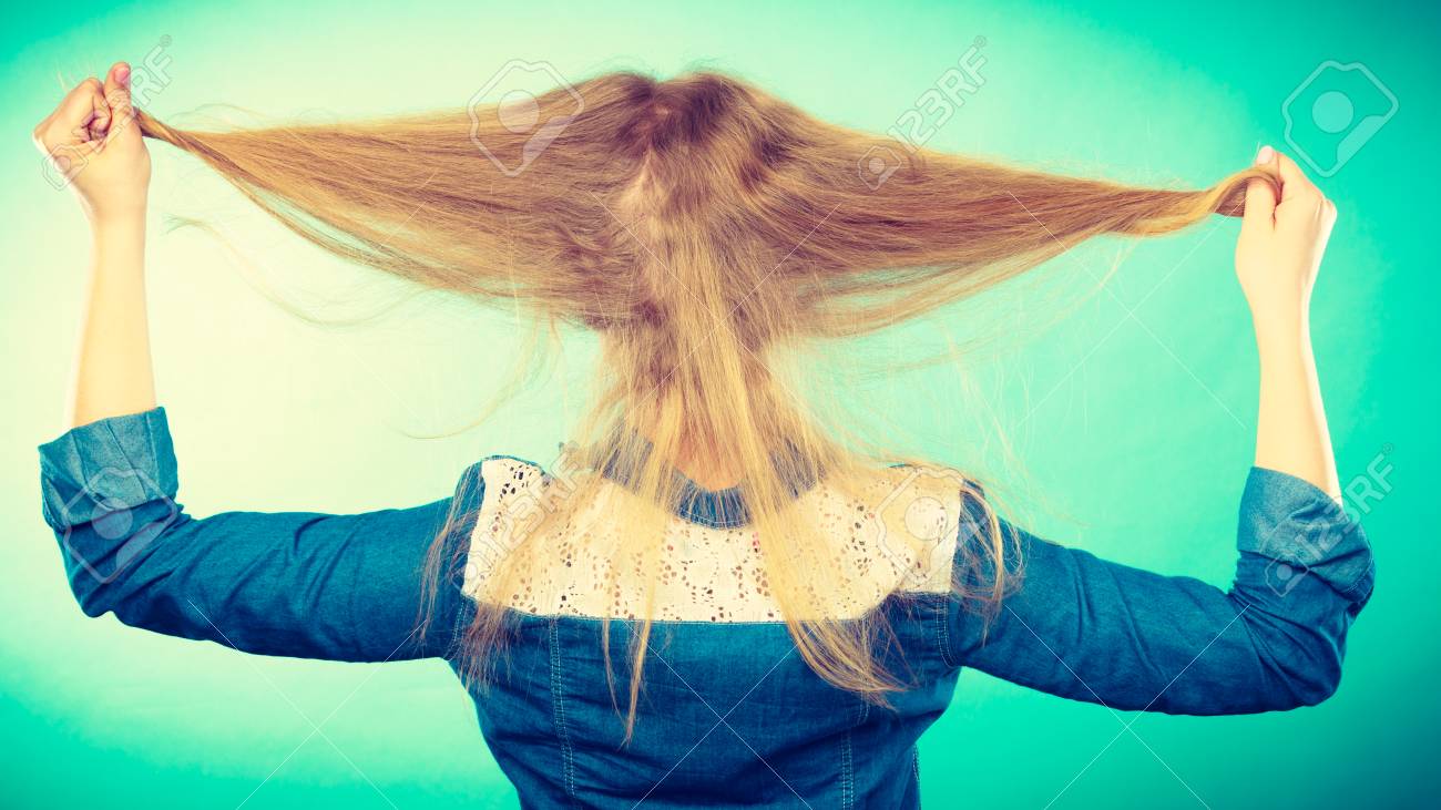 Hairstyle And Hairdo Haircare Concept Back View Of Blonde Woman