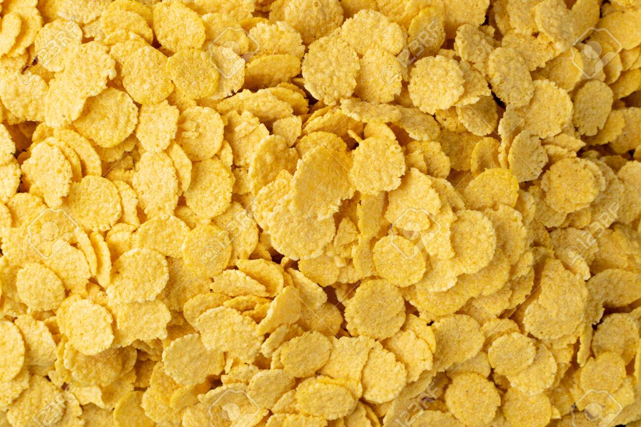 Yellow Corn Cereal Texture Background Golden Crispy Corn Flakes Stock Photo Picture And Royalty Free Image Image 149914706