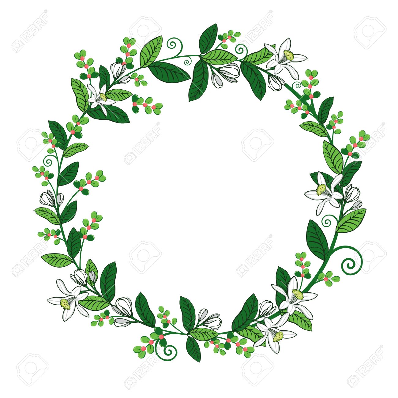 Guirnalda De Hojas Flores Y Ramitas Con Espacio Para El Texto