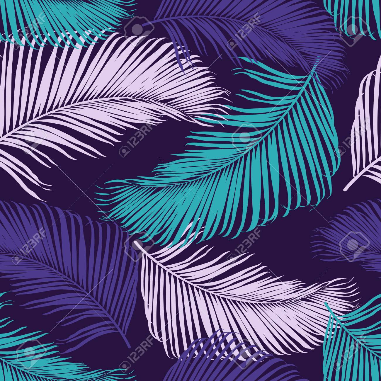 Fashion tropical seamless pattern. Colorful palm leaves. Modern trendy endless background. Vector. - 70035931 Fashion tropical seamless pattern. Colorful palm leaves. Modern trendy endless background. Vector. - 70035931