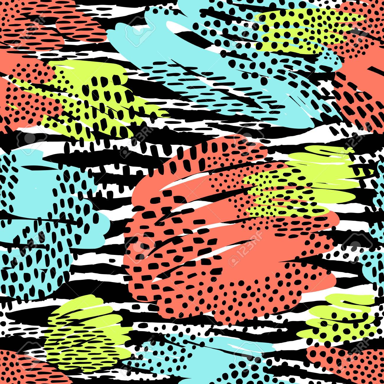 Fashionable seamless animal pattern background. Colorful exotic animal print. Vector pattern. - 77004195 Fashionable seamless animal pattern background. Colorful exotic animal print. Vector pattern. - 77004195