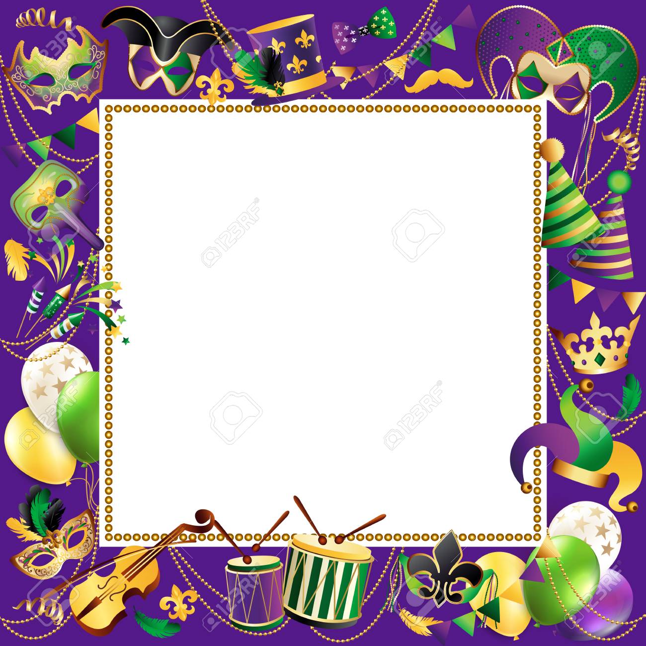 Frame template with golden carnival mask border design. - 91228624 Frame template with golden carnival mask border design. - 91228624