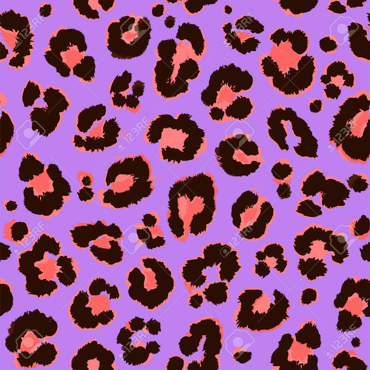 Seamless violet coral wild leopard pattern. Vector. - 93479751 Seamless violet coral wild leopard pattern. Vector. - 93479751