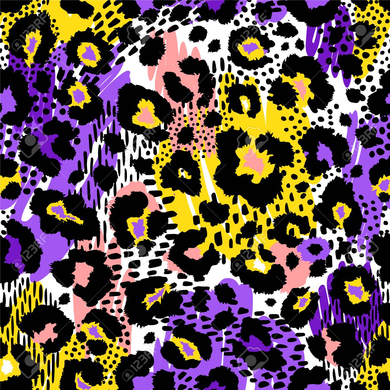 Abstract geometric seamless pattern with animal print. Trendy hand drawn textures. - 93625043 Abstract geometric seamless pattern with animal print. Trendy hand drawn textures. - 93625043