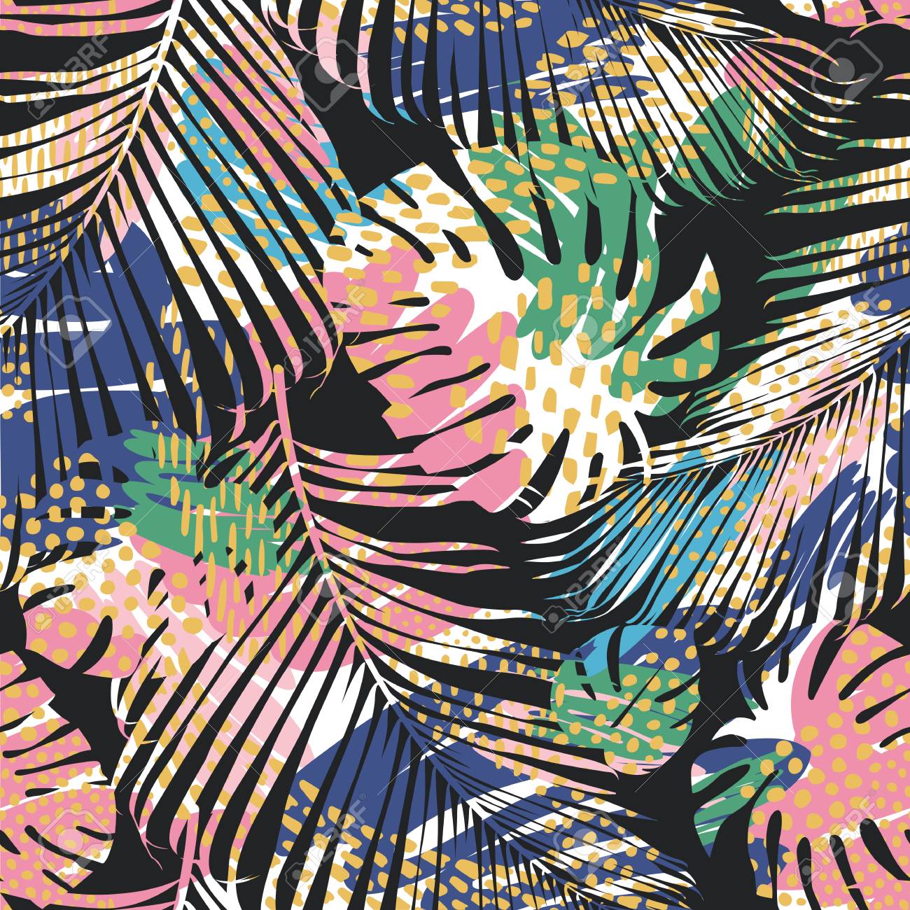 Tribal seamless pattern with abstract leaves. Hand draw. Vector template. - 102890293 Tribal seamless pattern with abstract leaves. Hand draw. Vector template. - 102890293