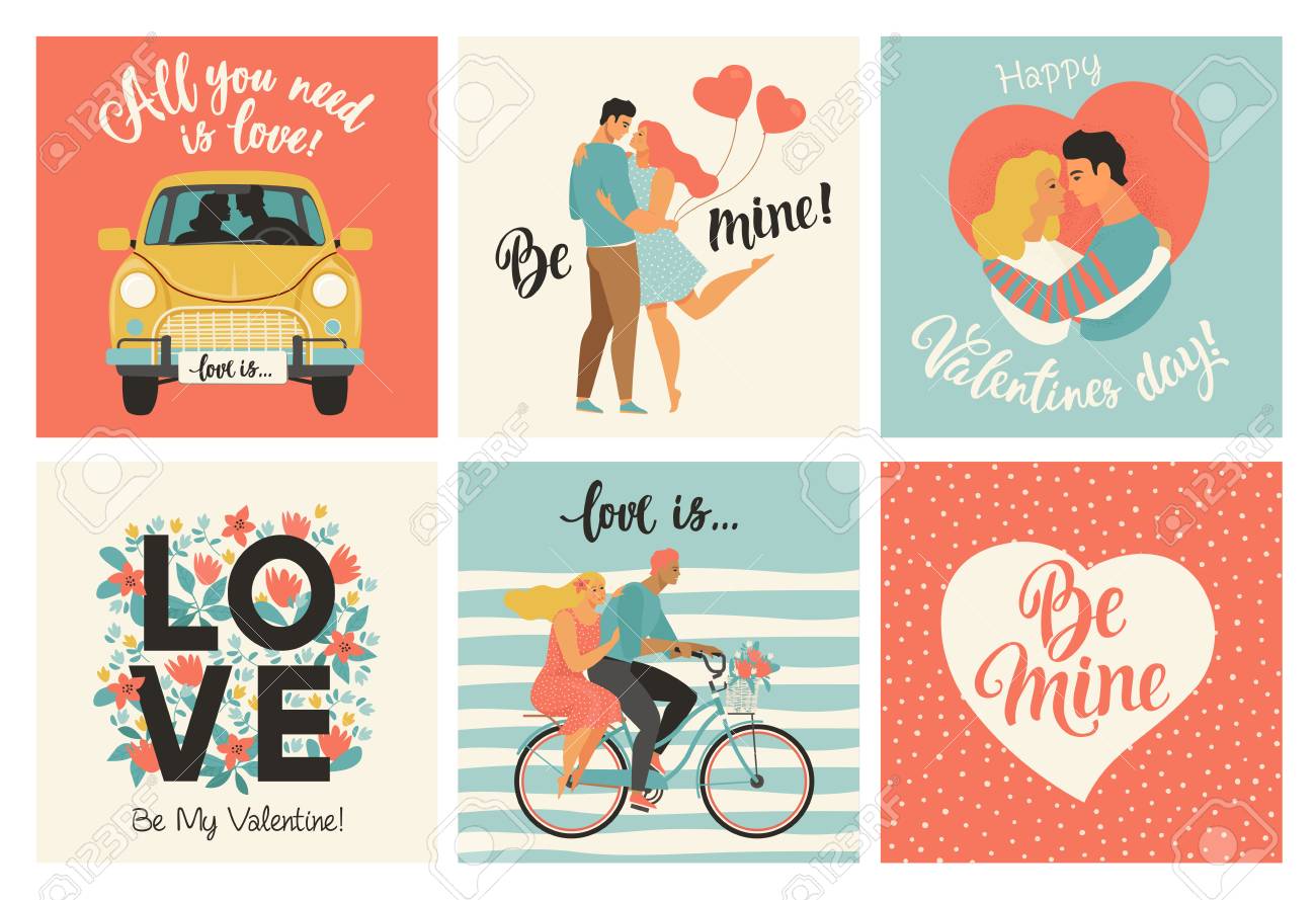 Collection of designs with cute loving couples. Valentines day card and other flyer templates with lettering. Typography poster, card, label, banner design set - 126973811 Collection of designs with cute loving couples. Valentines day card and other flyer templates with lettering. Typography poster, card, label, banner design set - 126973811