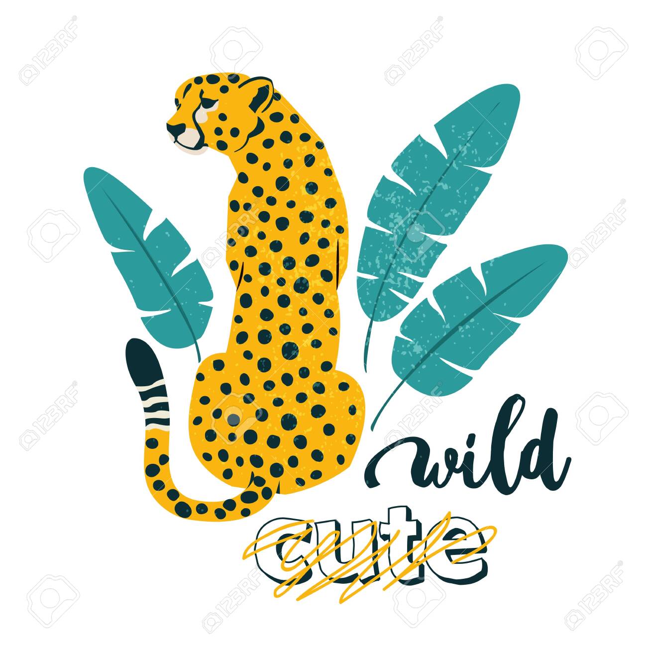 Wild slogan. Leopard. Typography graphic print, fashion drawing for t-shirts. Vector stickers, print, patches vintage. - 134337408 Wild slogan. Leopard. Typography graphic print, fashion drawing for t-shirts. Vector stickers, print, patches vintage. - 134337408