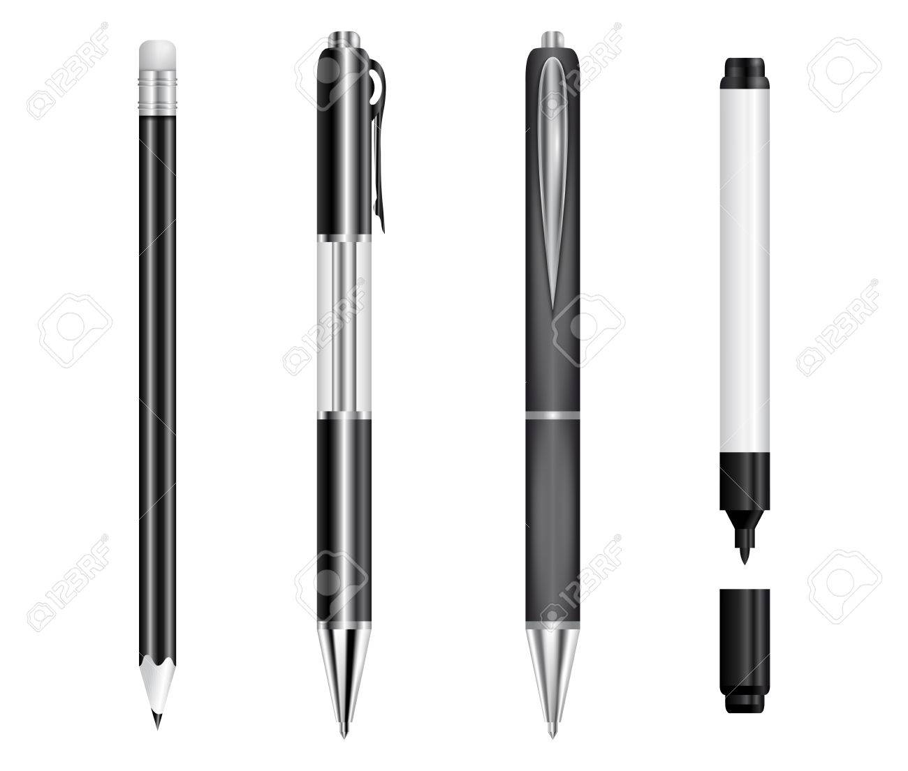 黒のペン 鉛筆 マーカー分離のイラスト のイラスト素材 ベクタ Image
