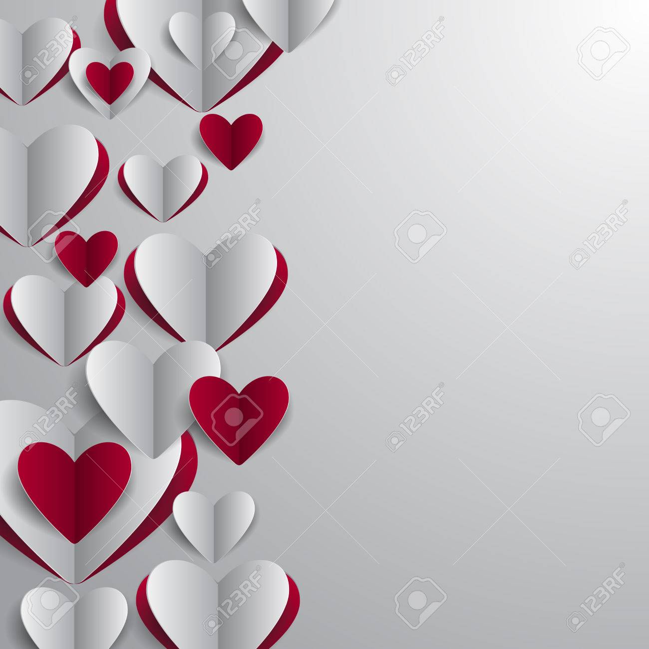 illustration of valentines day card template with paper heart